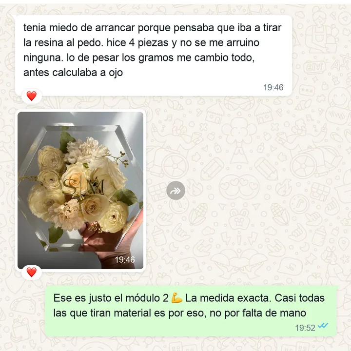 IMAGEN: captura de WhatsApp — alumna que tenía miedo de arruinar el material